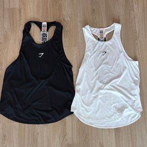 Gymshark Black and White Racerback Tank Tops